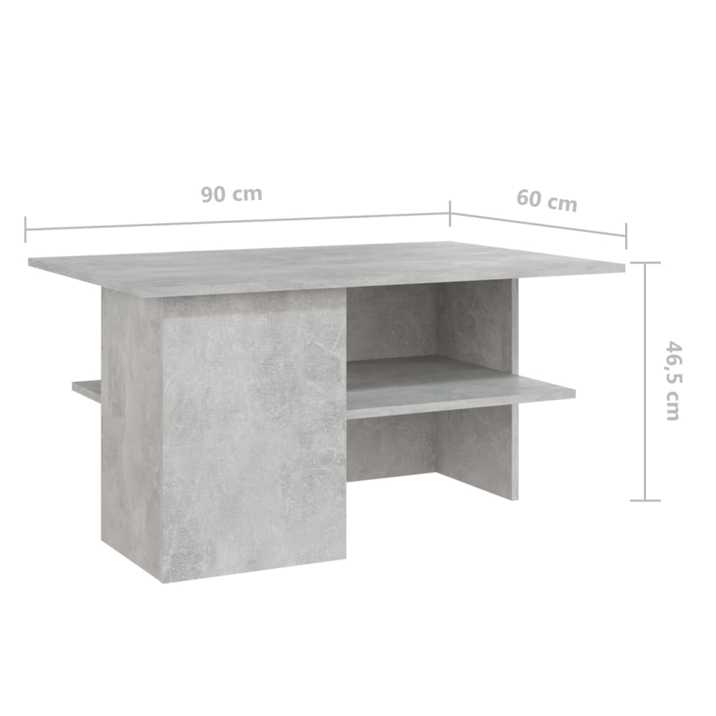 vidaXL Konferenčný stolík betónový sivý 90x60x46,5 cm drevotrieska