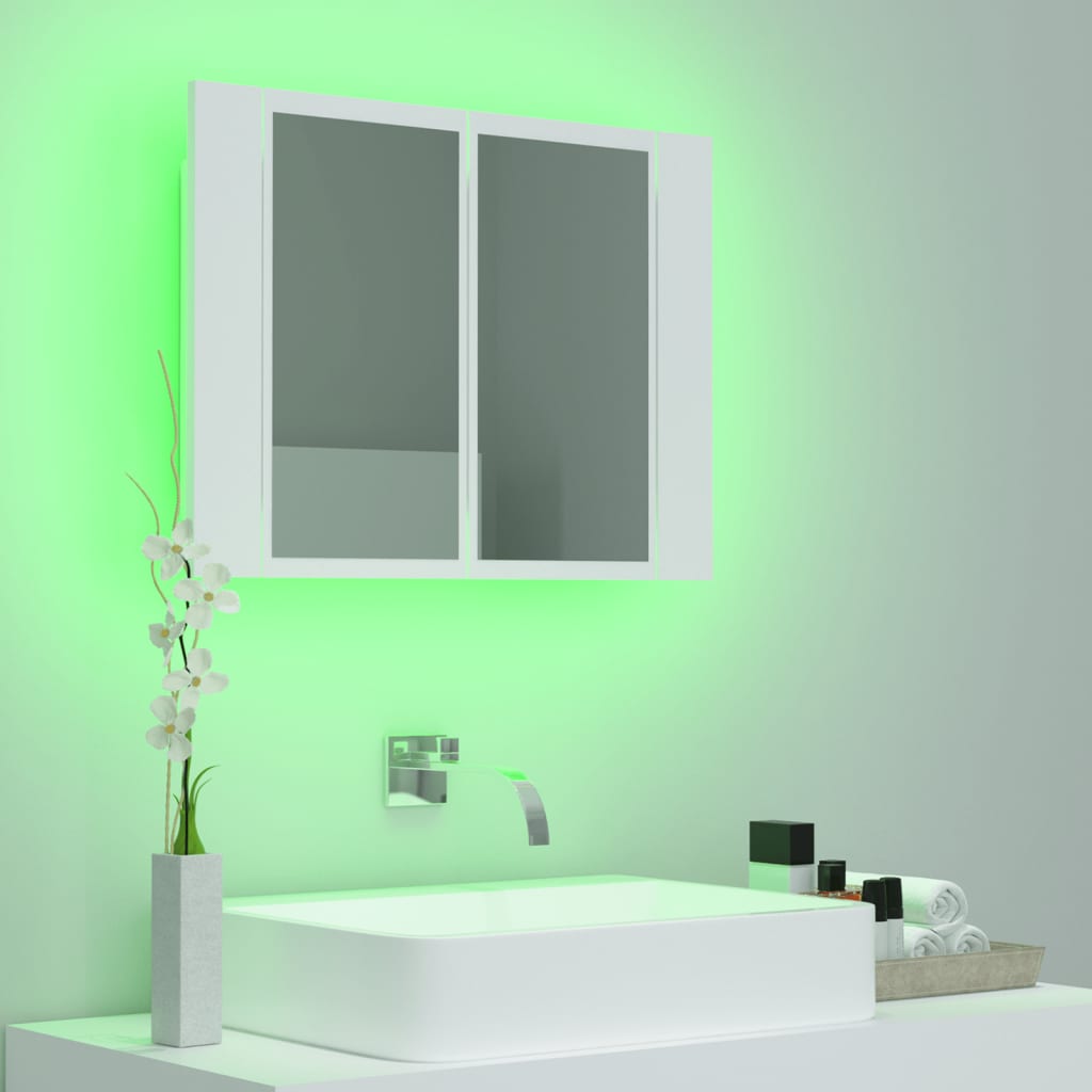 vidaXL LED kúpeľňová zrkadlová skrinka biela 60x12x45 cm akryl