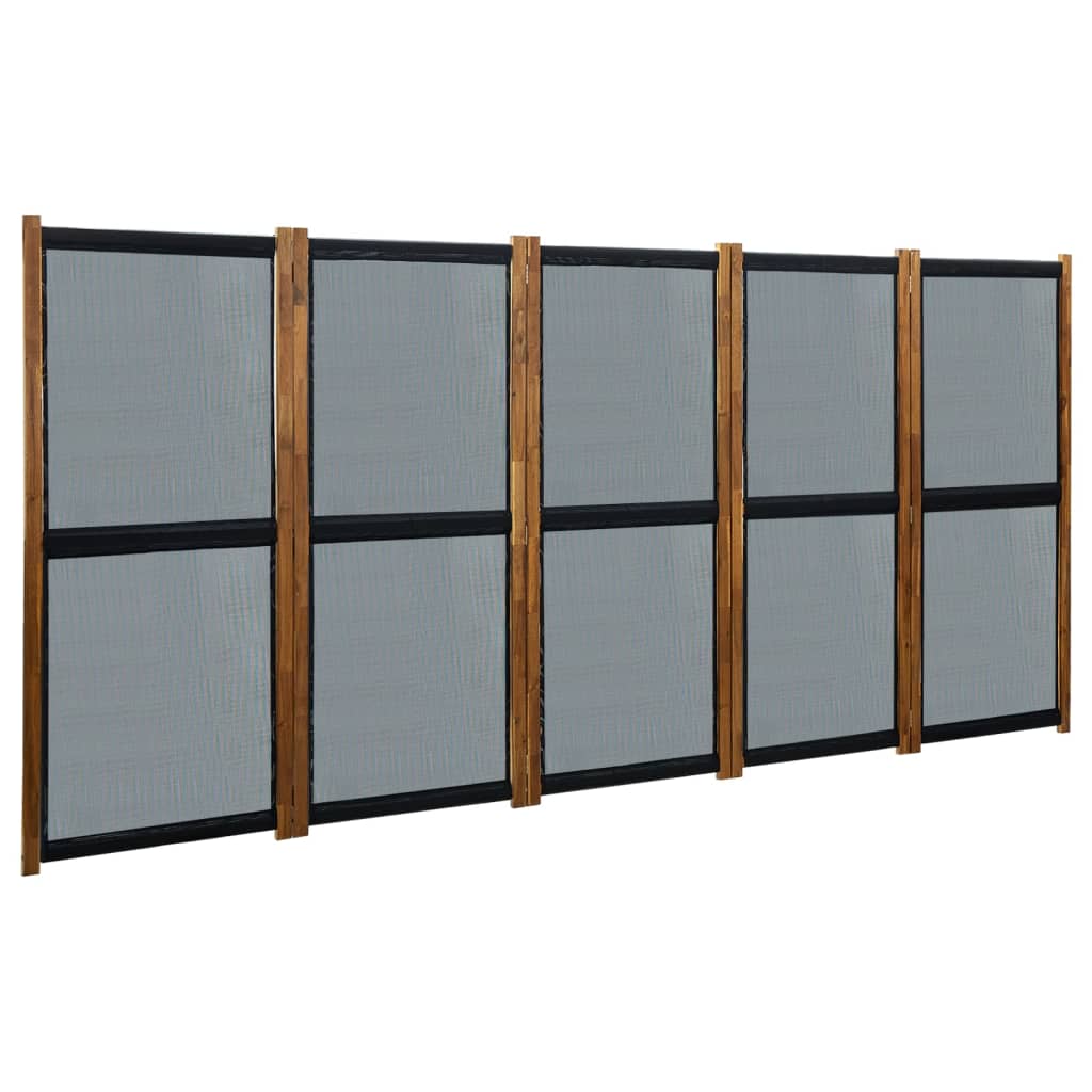 vidaXL 5-panelový paraván čierny 350x170 cm