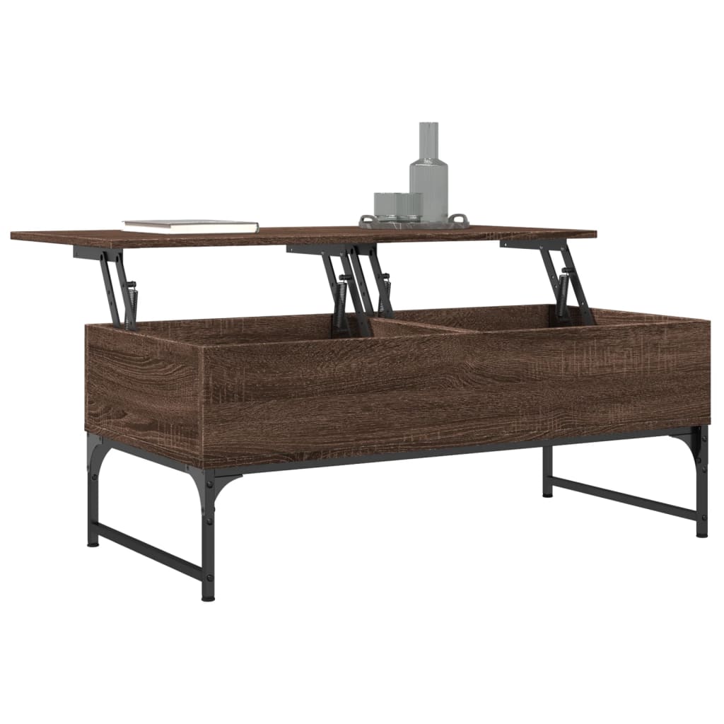 vidaXL Konferenčný stolík hnedý dub 100x50x40 cm kompozitné drevo kov