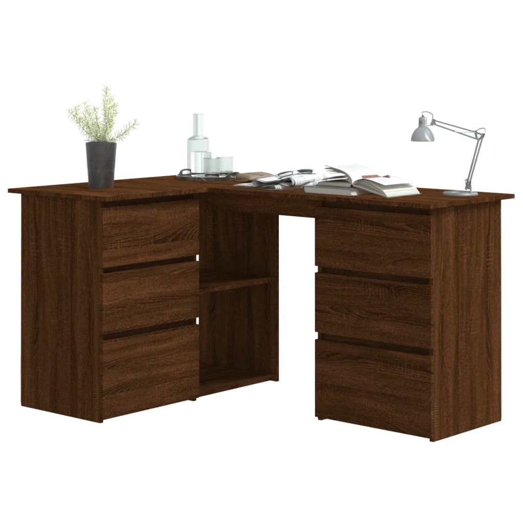 vidaXL Rohový stôl hnedý dub 145x100x76 cm spracované drevo