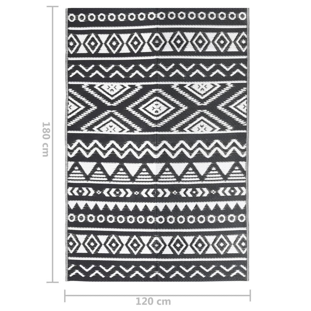 vidaXL Vonkajší koberec čierny 120x180 cm PP
