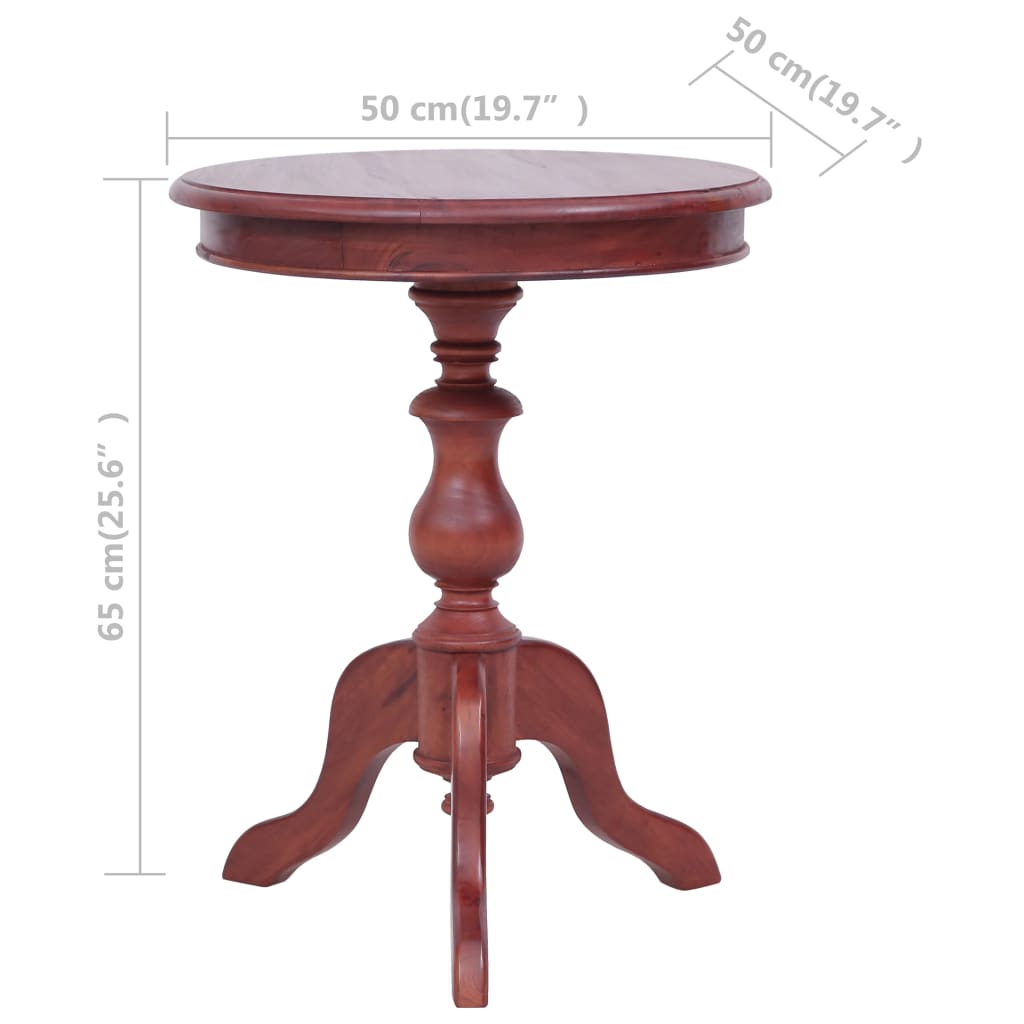 vidaXL Príručný stolík hnedý 50x50x65 cm mahagónový masív