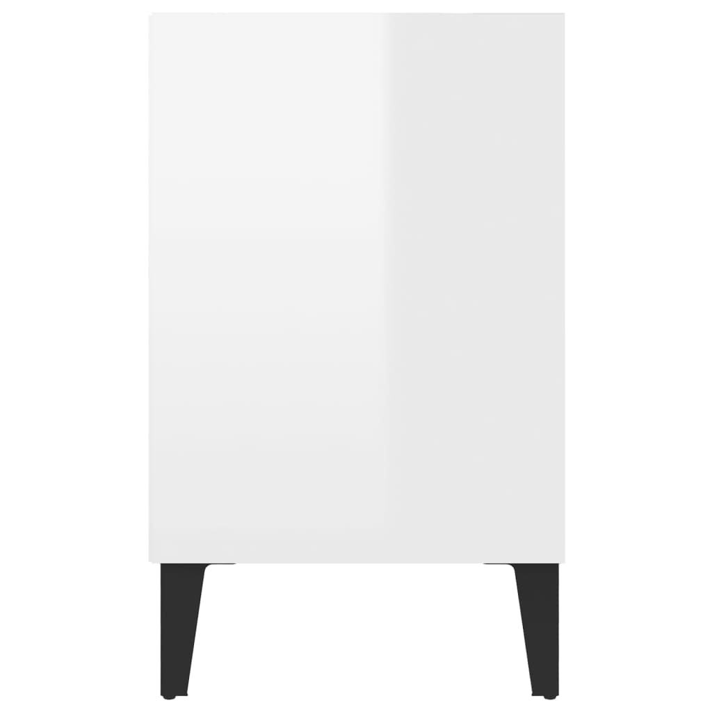 vidaXL TV stolík nohy z kovu lesklý biely 103,5x30x50 cm