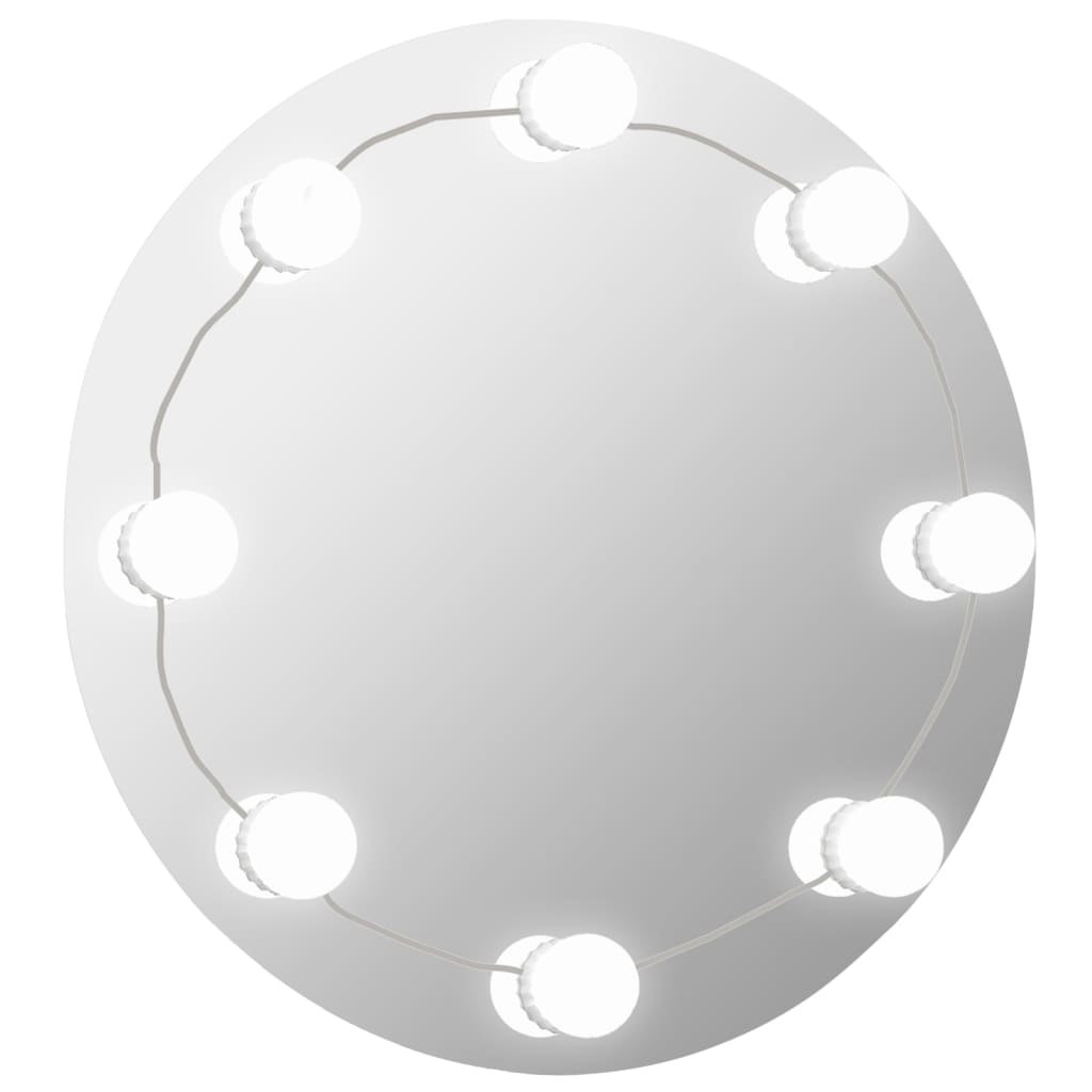 vidaXL Nástenné bezrámové zrkadlo s LED svetlami okrúhle sklo