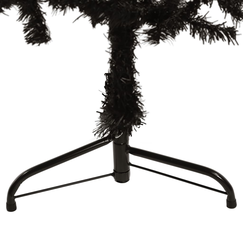 vidaXL Umelý vianočný polovičný stromček s podstavcom čierny 120 cm