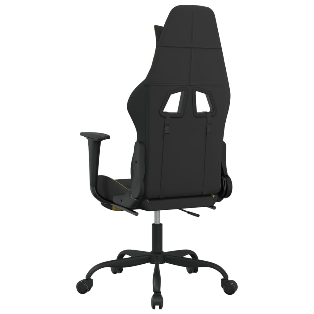 vidaXL Herná masážna stolička s podnožkou čierna a bledozelená látková