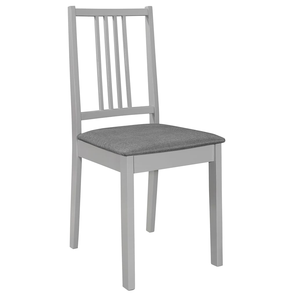 vidaXL Jedálenské stoličky s podložkami 4 ks, sivé, drevený masív