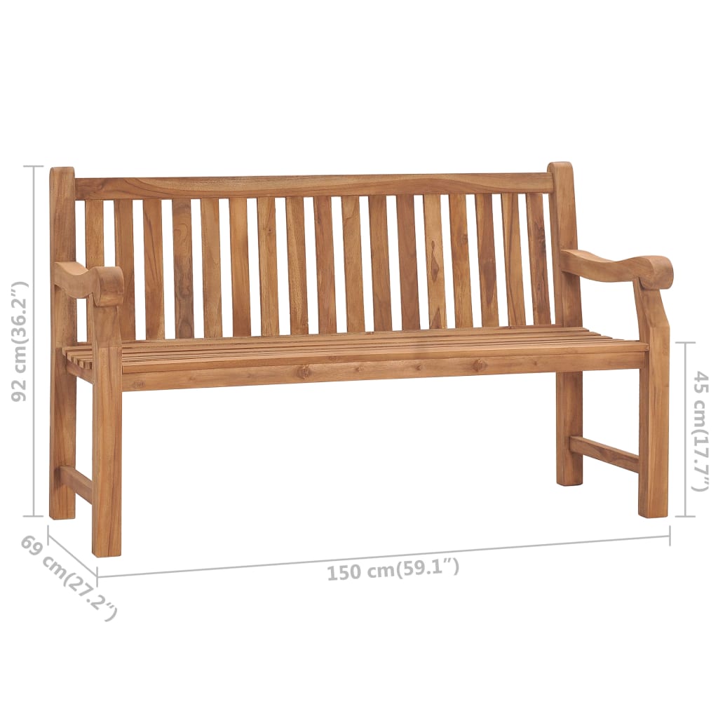 vidaXL Záhradná lavička s podložkou 150 cm teakový masív