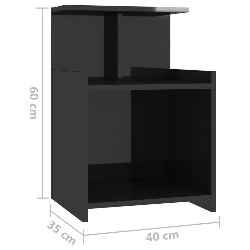vidaXL Nočný stolík, lesklý čierny 40x35x60 cm, kompozitné drevo