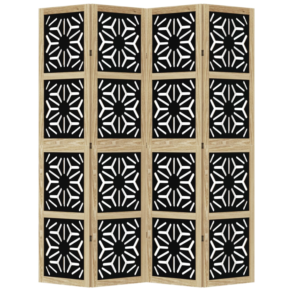 vidaXL Paraván, 4 panely, hnedo čierny, masívne drevo paulovnie