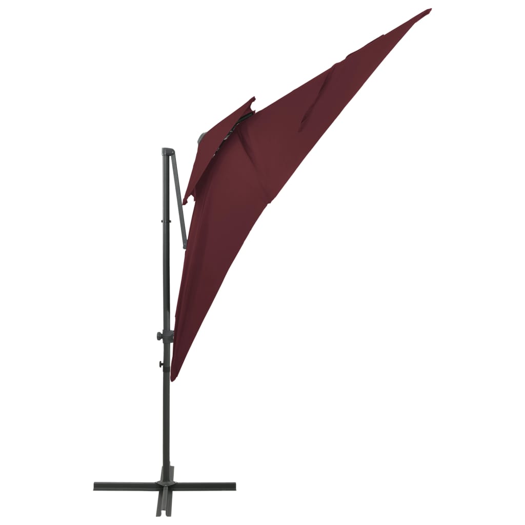vidaXL Závesný slnečník s dvojitou strieškou bordovo-červený 250x250 cm