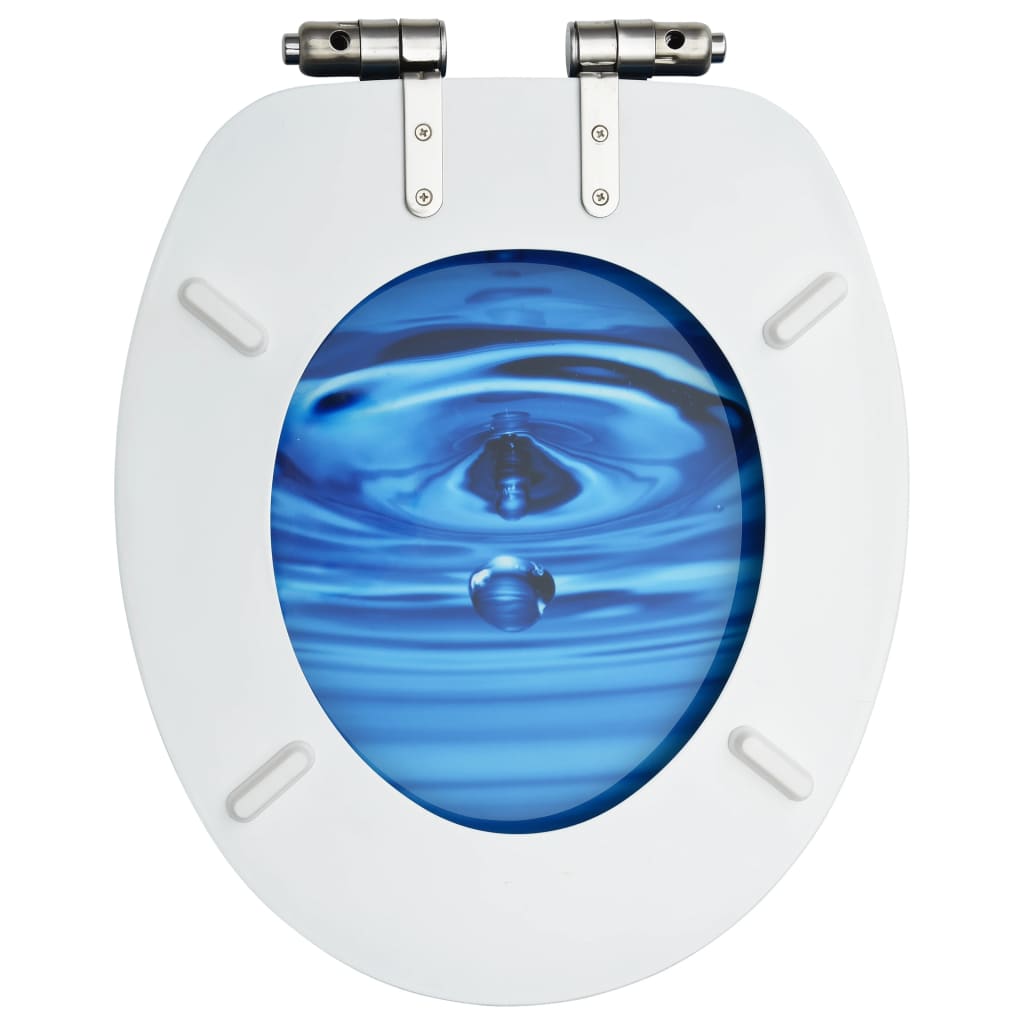 vidaXL WC sedadlo s pomalým sklápaním MDF modrý dizajn s kvapkou