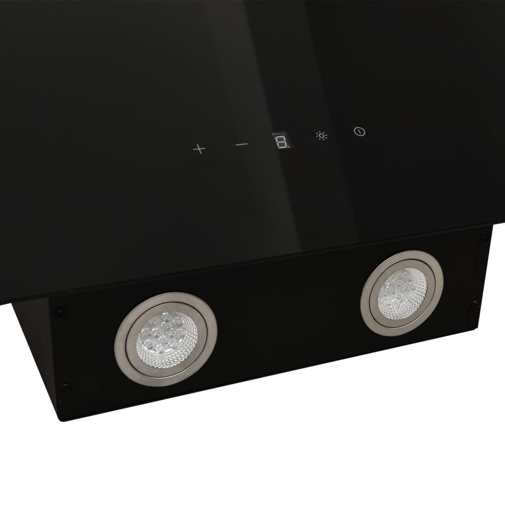 vidaXL Nástenný digestor 90 cm oceľ a tvrdené sklo čierny