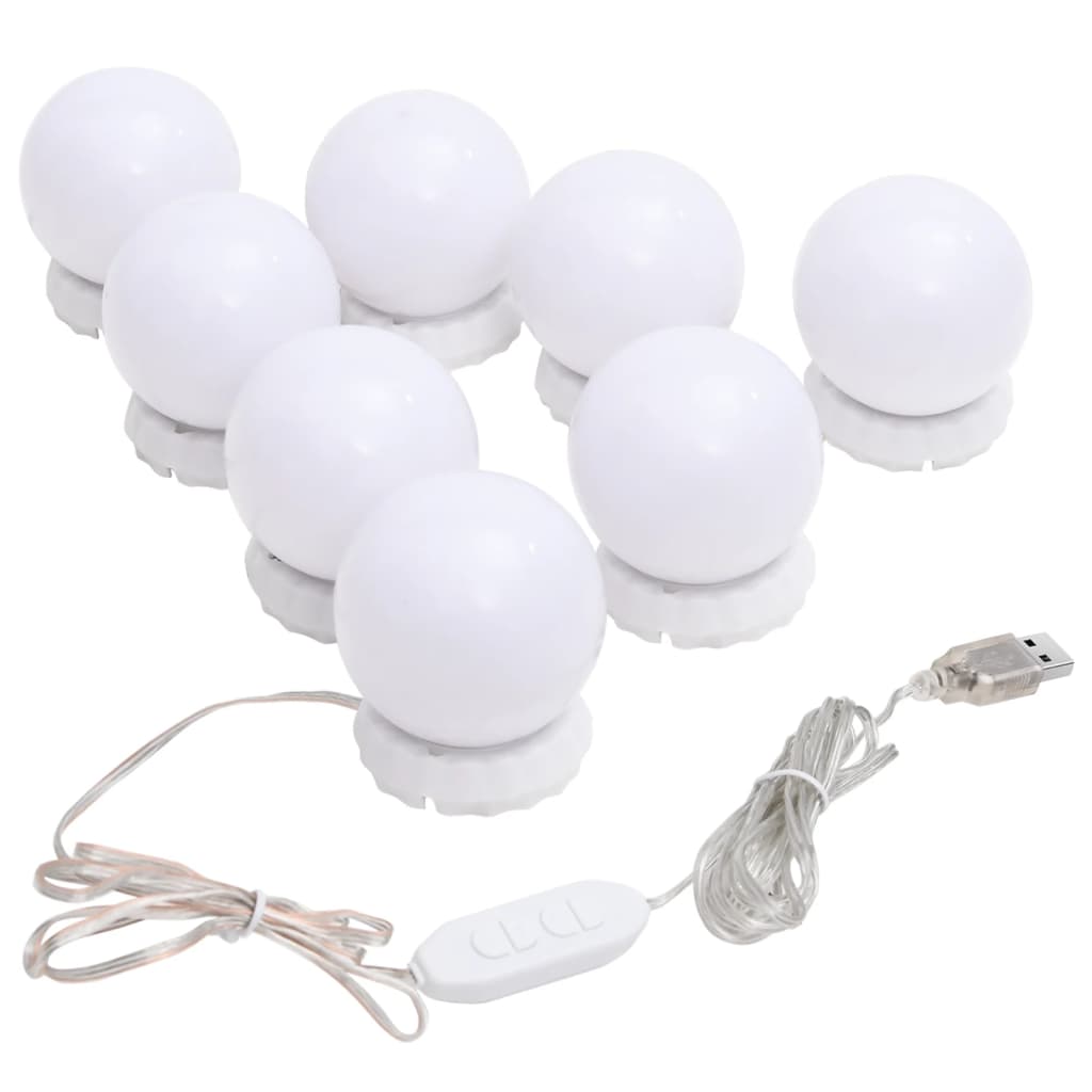 vidaXL Zrkadlové svetlá s 8 LED žiarovkami teplá biela a studená biela