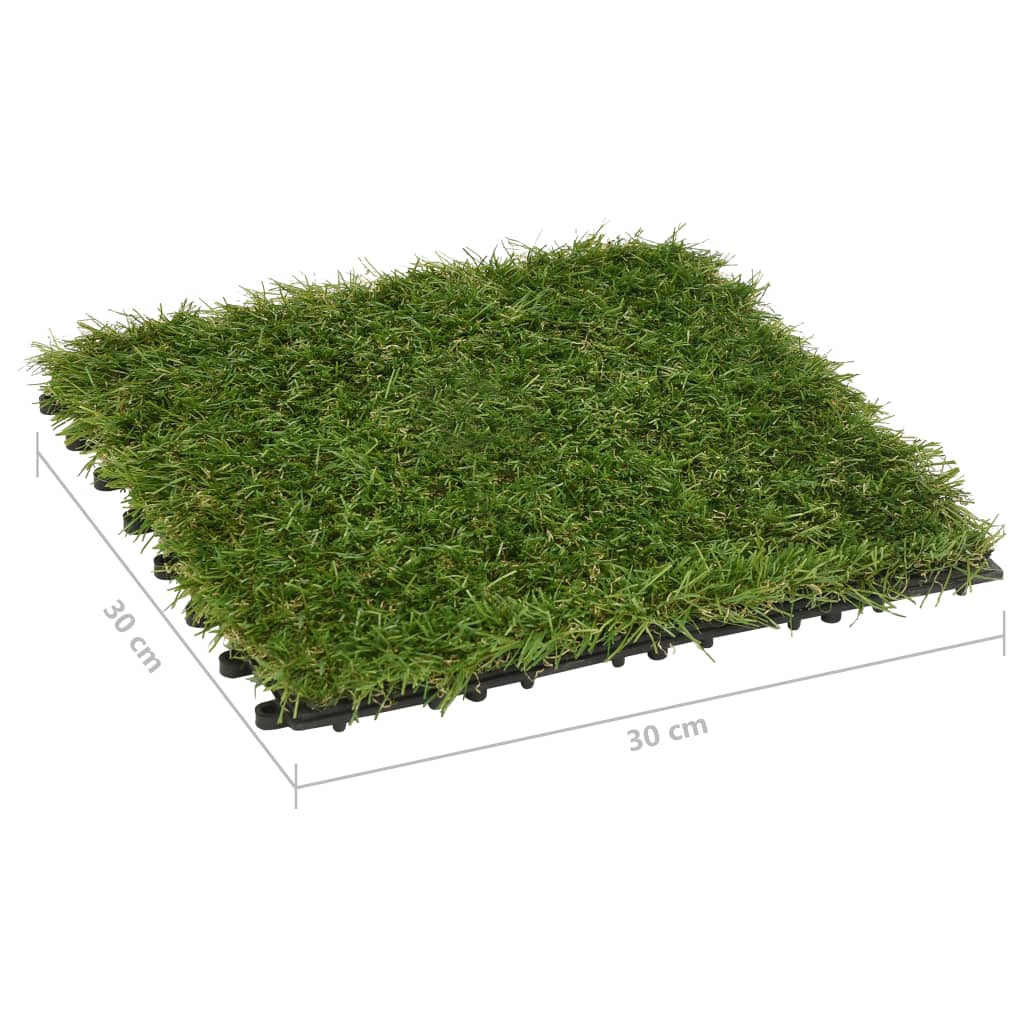 vidaXL Umelý trávnik 11 dlaždíc 30x30 cm zelený