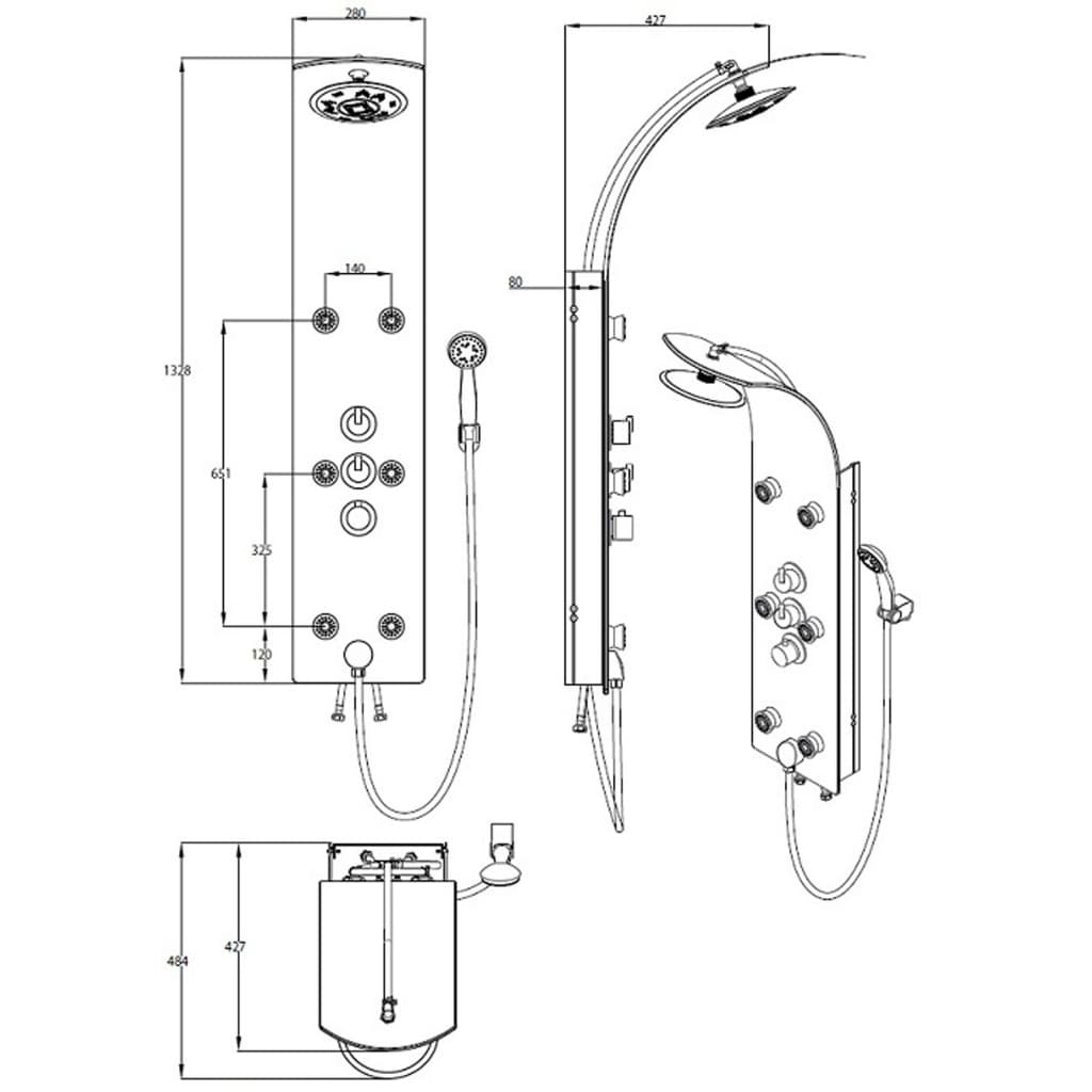 SCHÜTTE Sklenený sprchový panel termostatická batéria LANZAROTE čierny