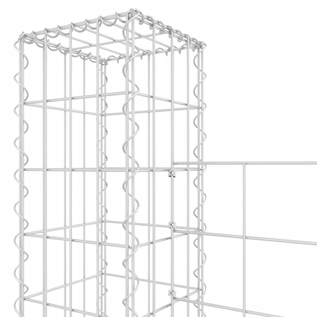 vidaXL Železný gabiónový kôš v tvare U so 7 stĺpmi 740x20x200 cm