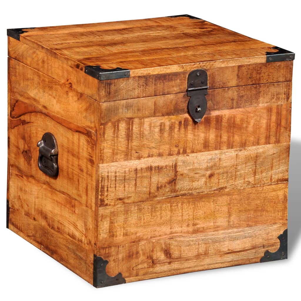 vidaXL Skladovacia truhlica v tvare kocky, surové mangové drevo