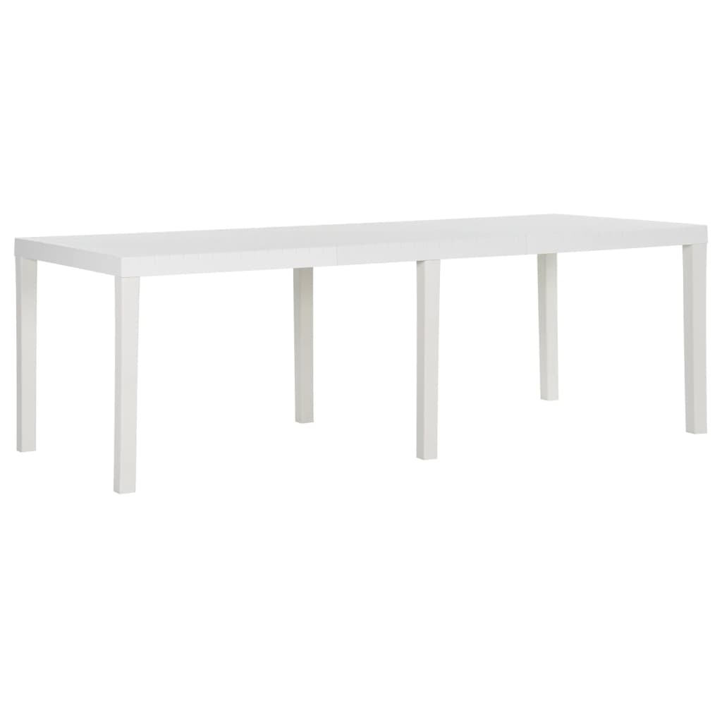 vidaXL Záhradný stôl 220x90x72 cm PP biely