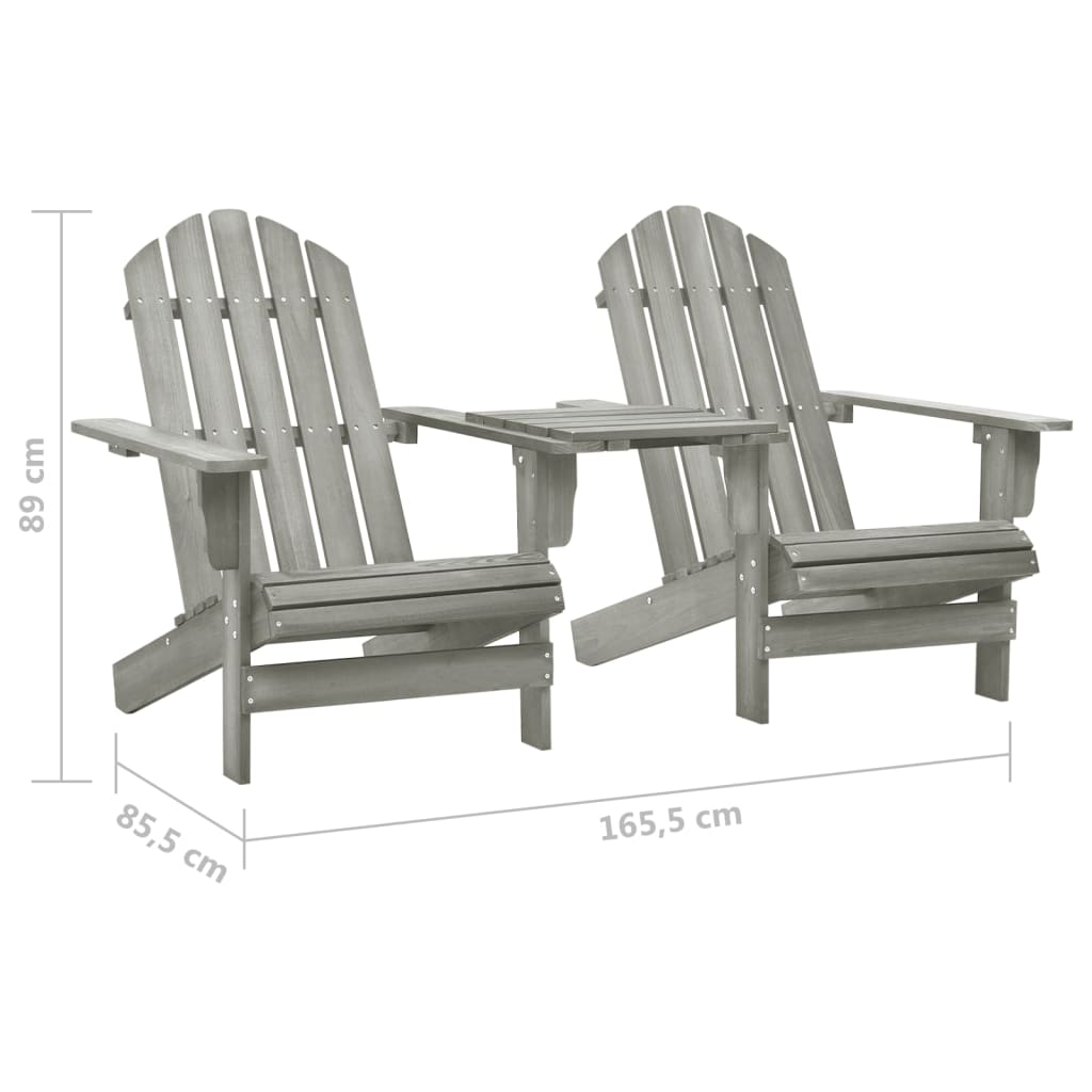 vidaXL Záhradné stoličky Adirondack+stolík, jedľový masív, sivé