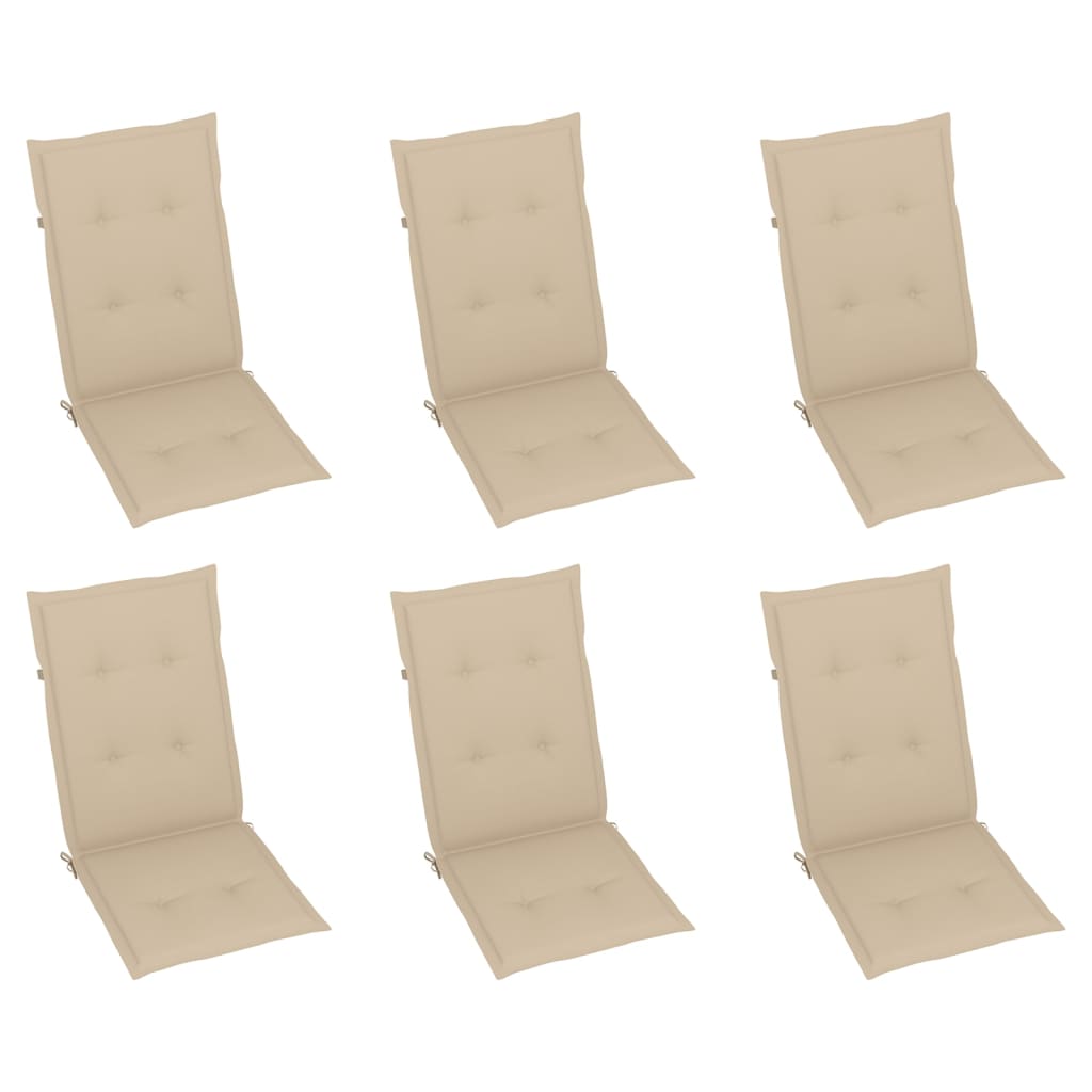 vidaXL Sklápacie záhradné stoličky s podložkami 6 ks tíkový masív