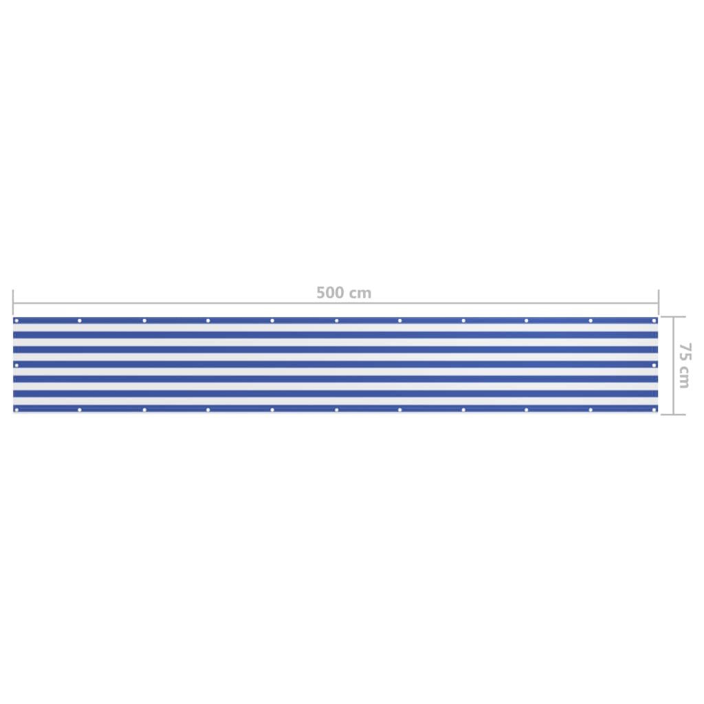 vidaXL Balkónová markíza, biela a modrá 75x500 cm, oxfordská látka