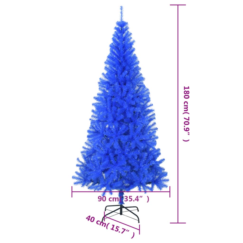 vidaXL Umelý vianočný stromček so stojanom, modrý 180 cm, PVC