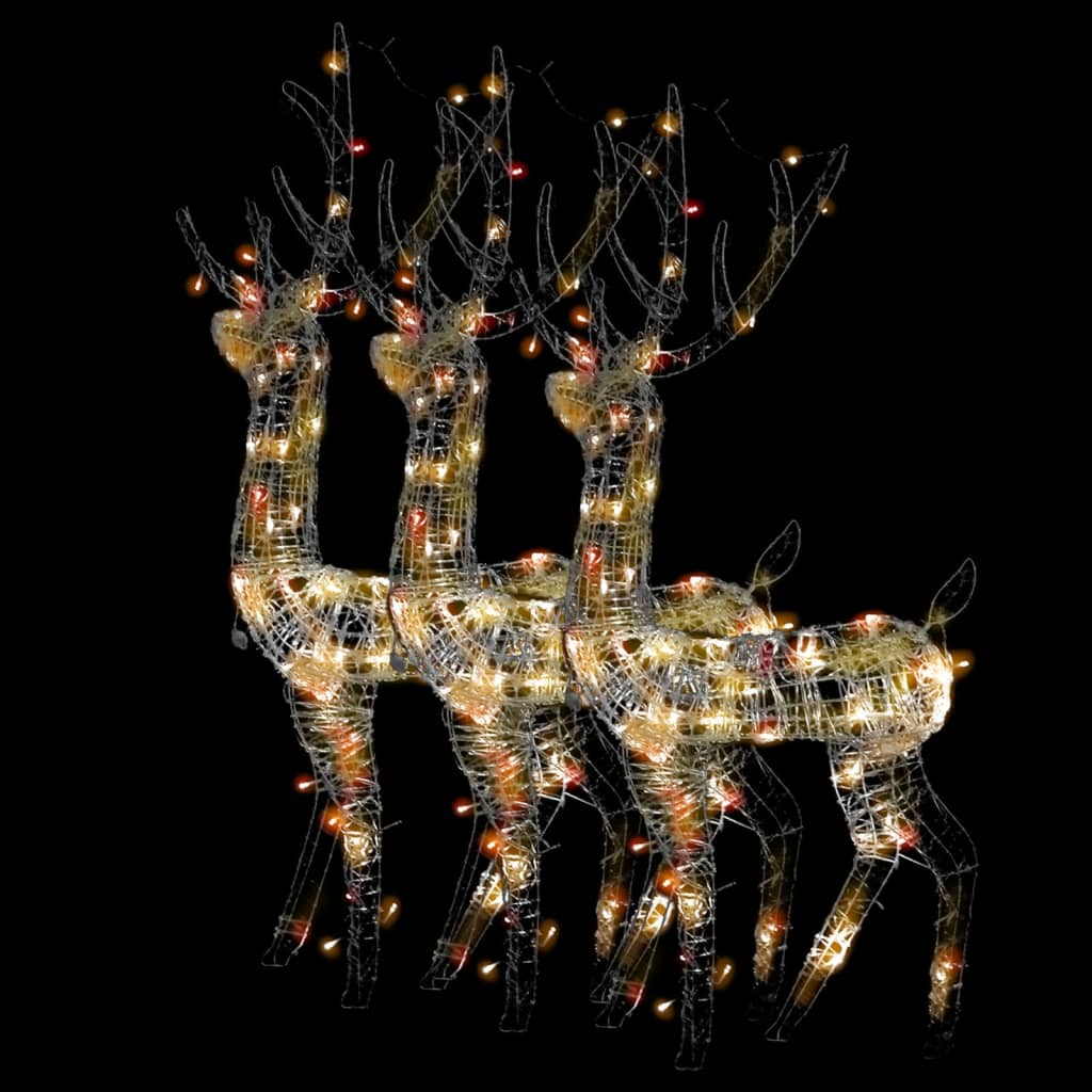 vidaXL Akrylové vianočné dekorácie so sobmi 3 ks 120 cm viacfarebné