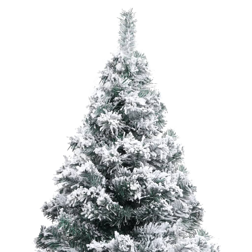 vidaXL Osvetlený umelý vianočný stromček, zasnežený, zelený 210 cm