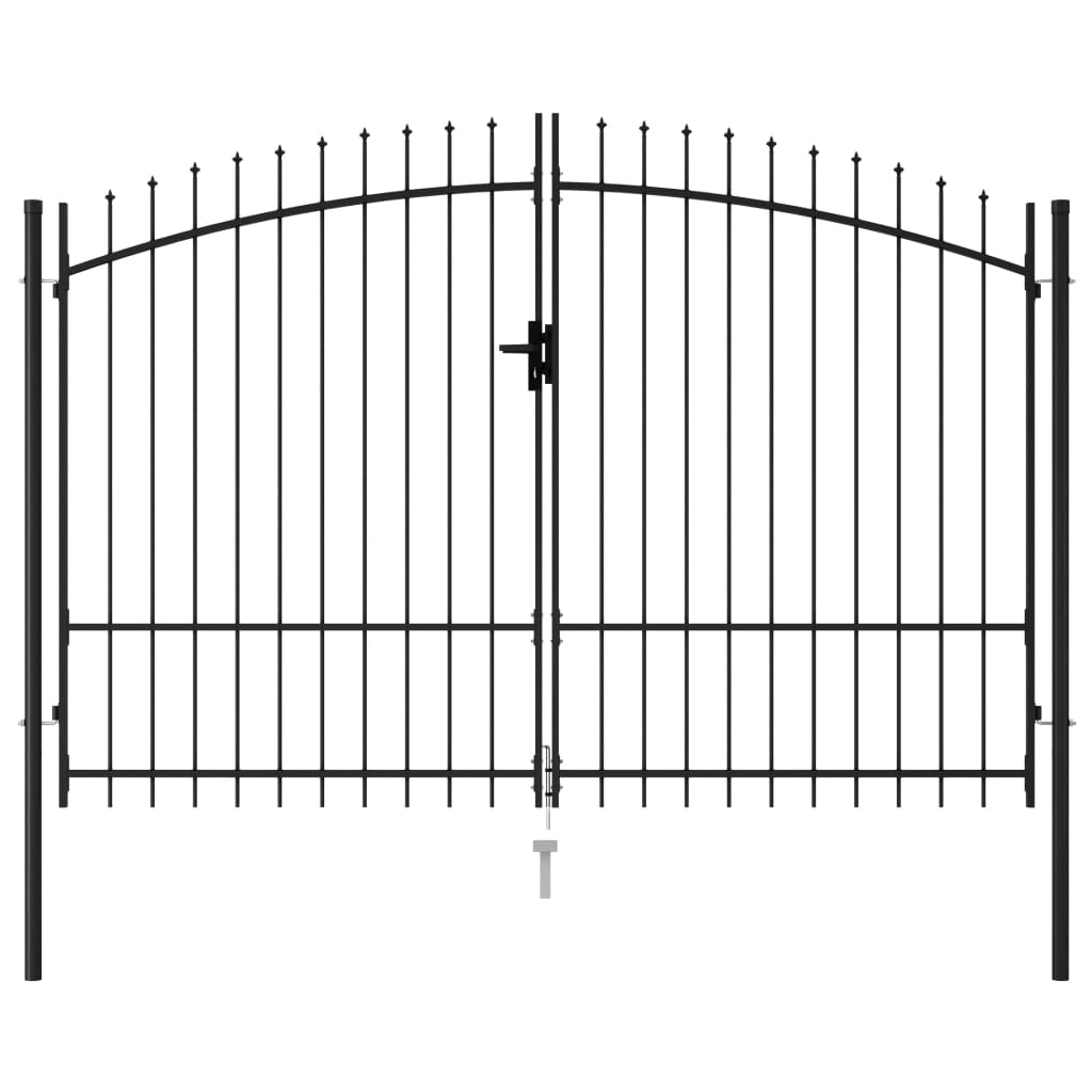 vidaXL Dvojkrídlová plotová brána s hrotmi, oceľ 3x2 m, čierna