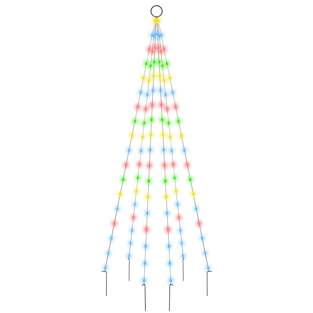 vidaXL Vianočný stromček na tyč 108 farbených LED 180 cm