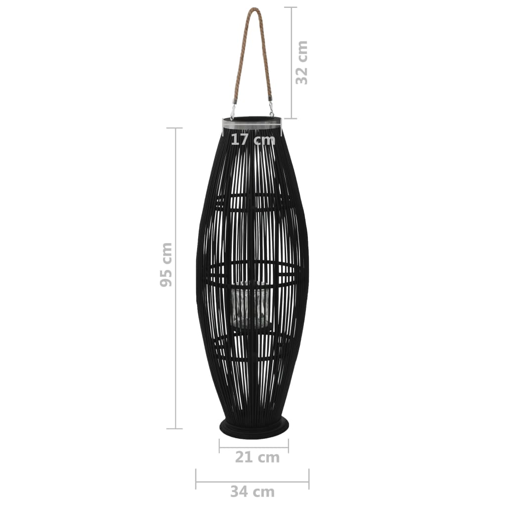 vidaXL Závesný svietnik čierny 95 cm bambusový
