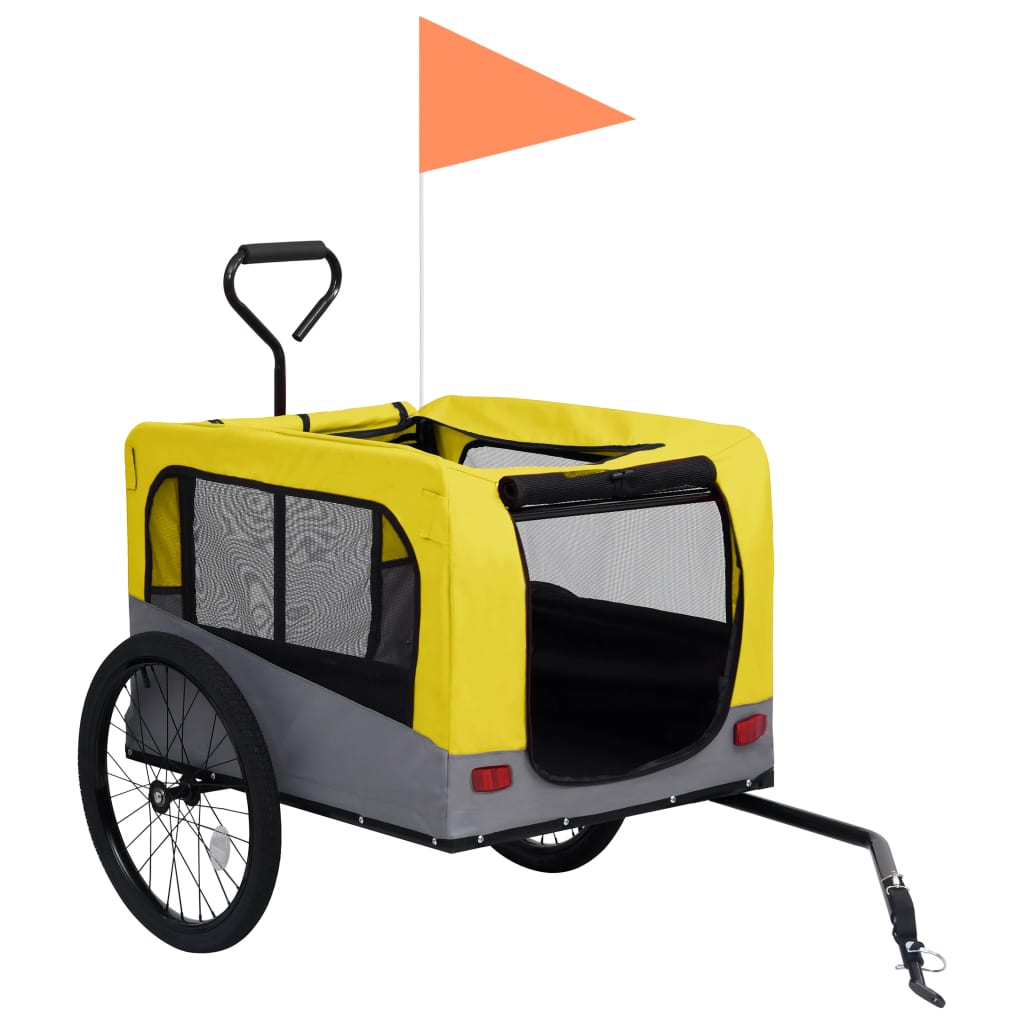 vidaXL Vozík pre domáce zvieratá na bicykel/beh 2-v-1, žlto sivý