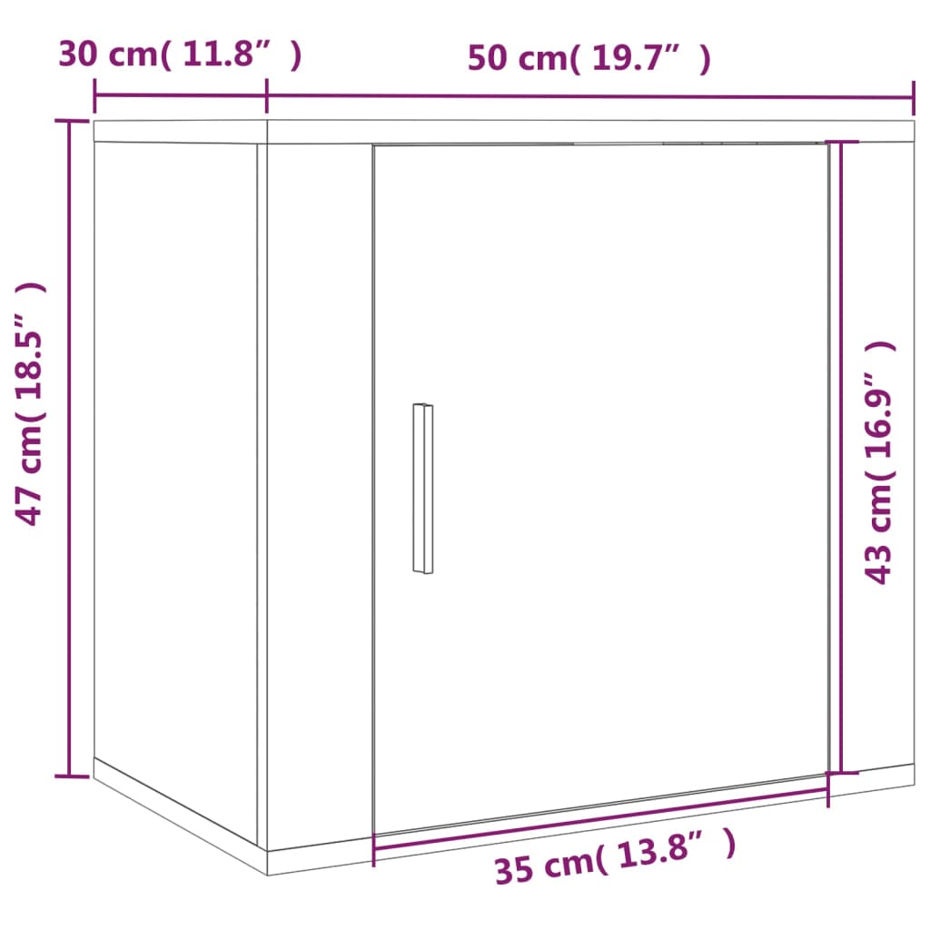 vidaXL Nástenný nočný stolík biely 50x30x47 cm