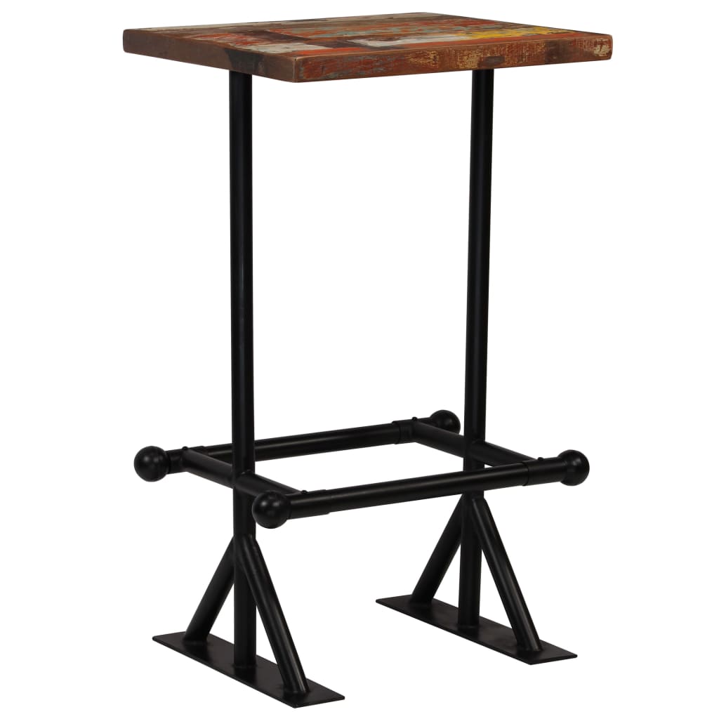 vidaXL Barový stôl, recyklovaný masív, rôznofarebný 60x60x107 cm