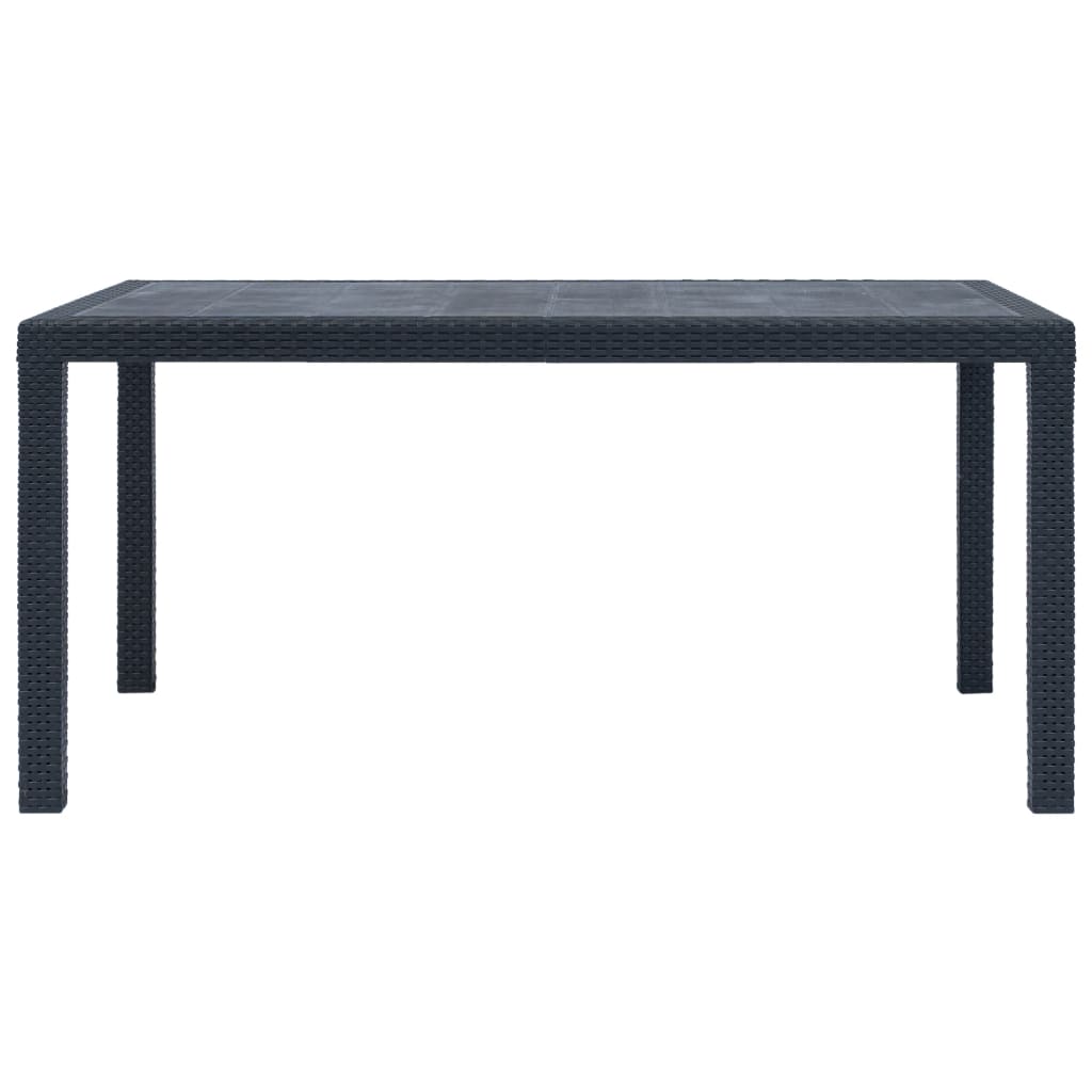 vidaXL Záhradný stôl plastový ratanový vzhľad 150x90x72 cm antracit