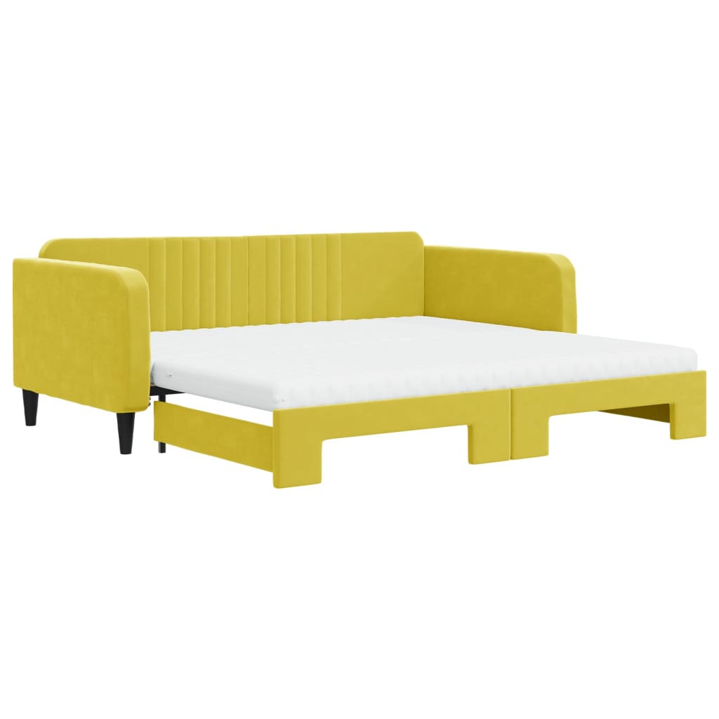 vidaXL Rozkladacia denná posteľ s matracmi žltá 100x200 cm zamat