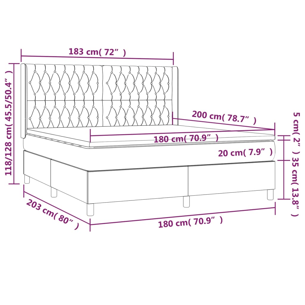 vidaXL Posteľný rám boxspring s matracom čierny 180x200 cm látka