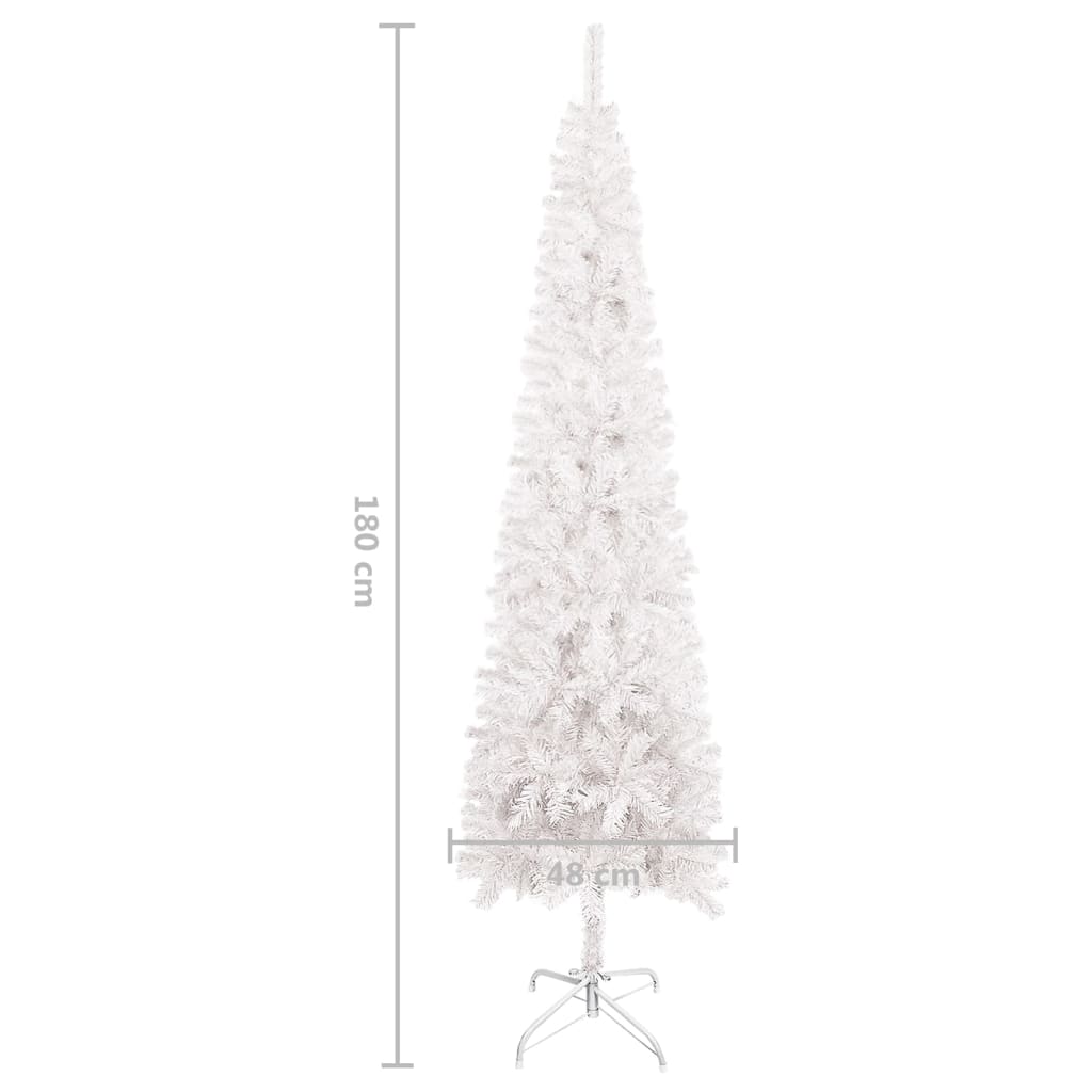 vidaXL Úzky vianočný stromček biely 180 cm