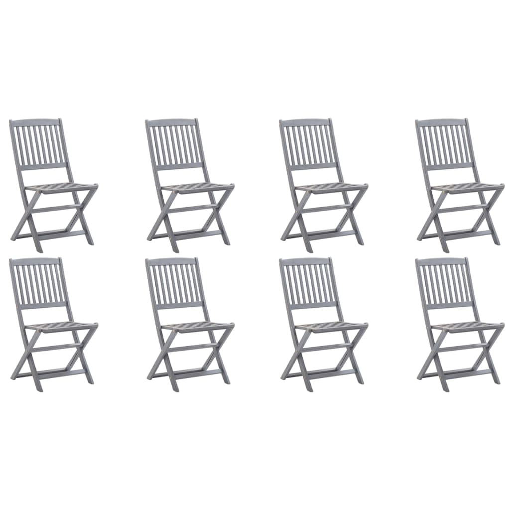 vidaXL Skladacie vonkajšie stoličky 8 ks akáciový masív