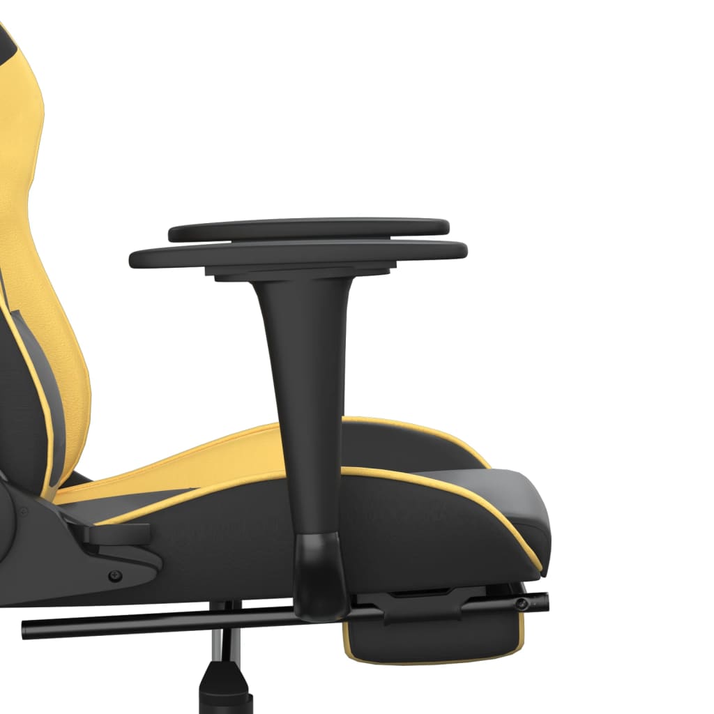 vidaXL Herná stolička s podnožkou čierna a zlatá umelá koža