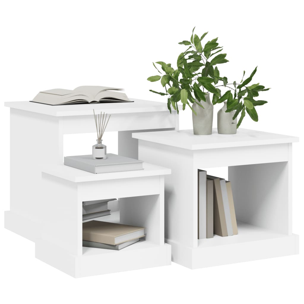 vidaXL Konferenčné stolíky 3 ks, biele, kompozitné drevo