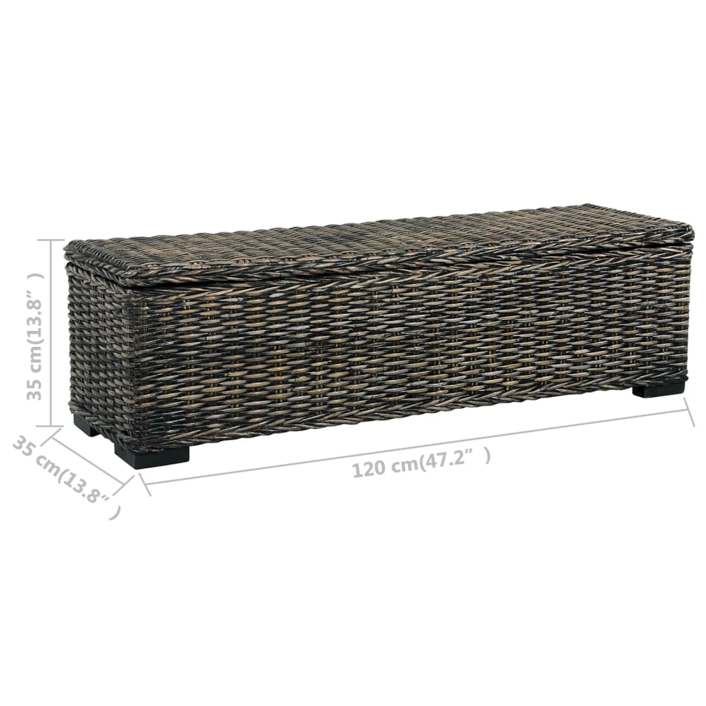 vidaXL Úložný box 120 cm čierny kubu ratan a masívne mangovníkové drevo