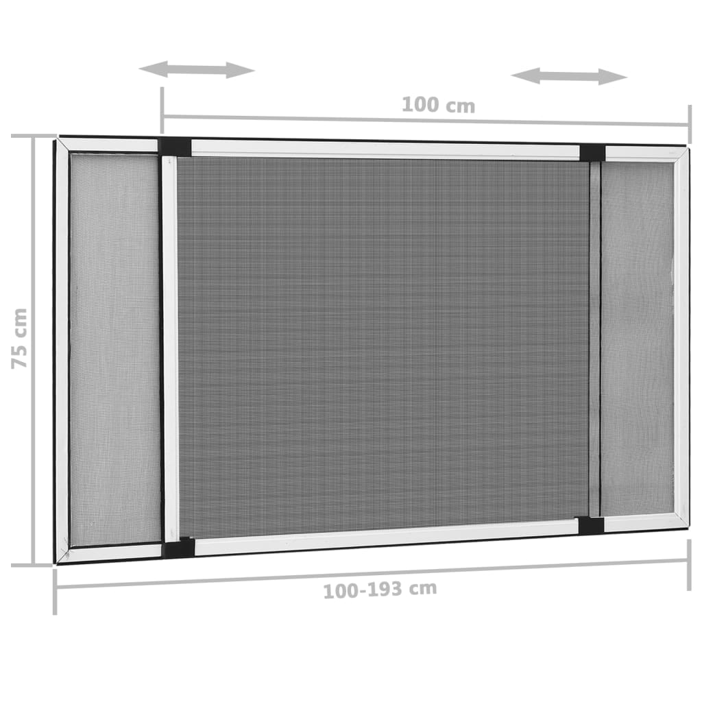 vidaXL Výsuvná okenná sieťka proti hmyzu biela (100-193)x75 cm