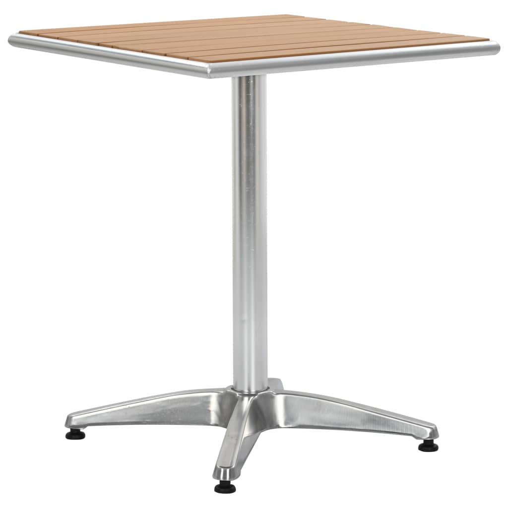 vidaXL Záhradný stôl, strieborný 60x60x70 cm, hliník a WPC