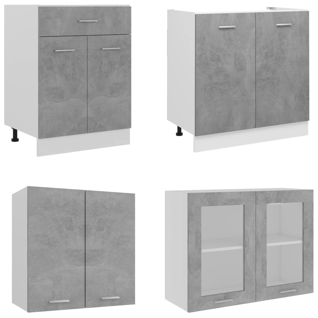 vidaXL 4-dielna súprava kuchynských skriniek betónovosivá drevotrieska
