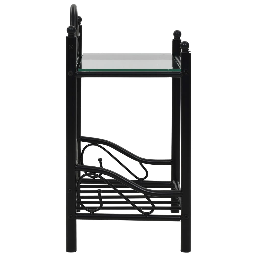 vidaXL Nočný stolík, oceľ a tvrdené sklo, 45x30,5x60 cm, čierny