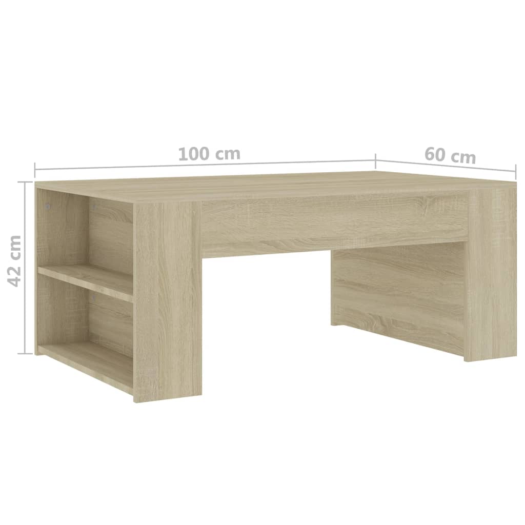 vidaXL Konferenčný stolík, dub sonoma 100x60x42 cm, drevotrieska