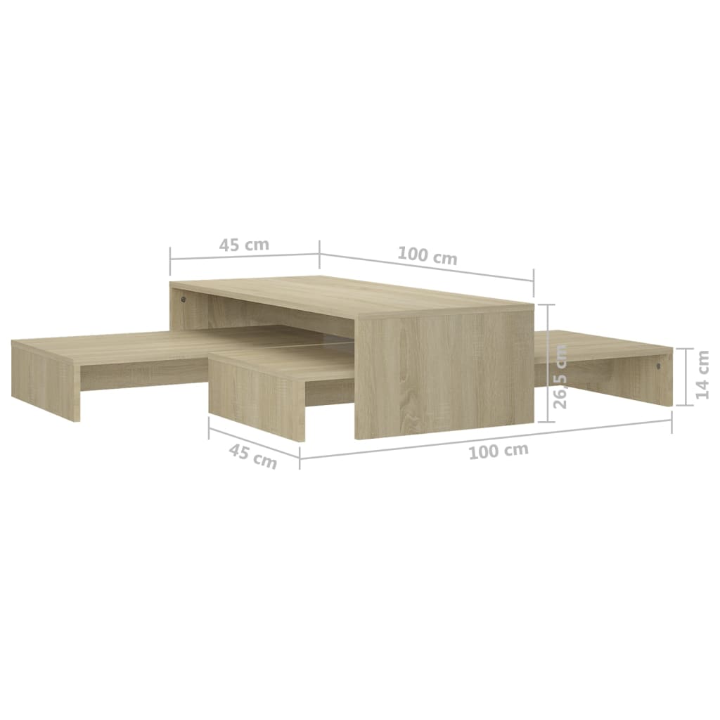 vidaXL Zasúvací stolík dub sonoma 100x100x26,5 cm drevotrieska